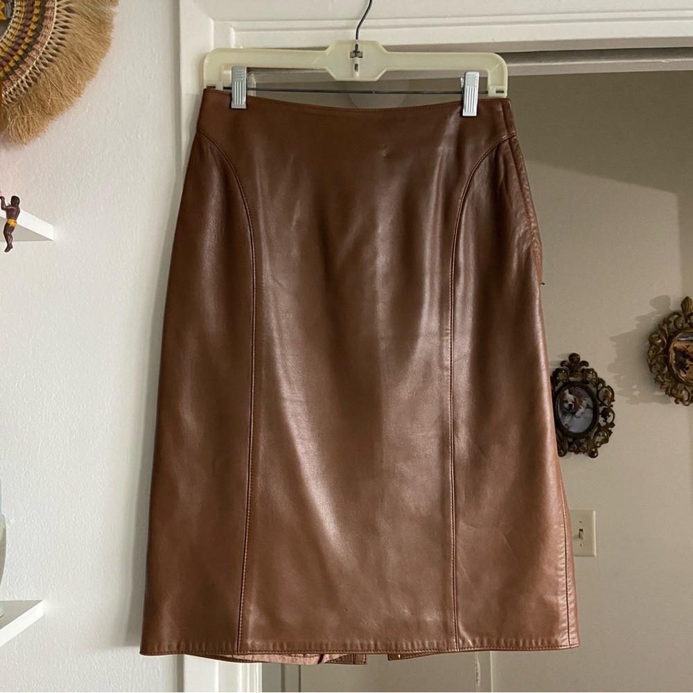 EREZ Vintage Brown Leather Skirt